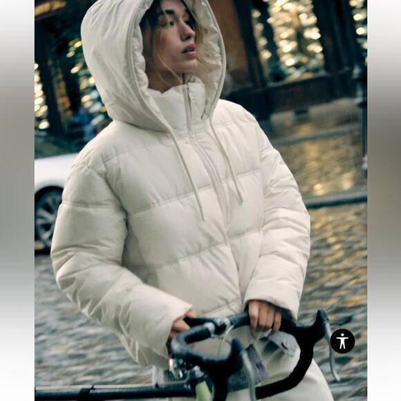 NWOT Zara Water & Wind Protection Quilted Anorak Puffer Jacket Blogger Favorite - Picture 1 of 16